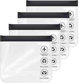 1 Litre Aeroplane Bag Liquids, 20 x 20 cm Toiletry Bag, Transparent Travel Cosmetic Bag, Airport Security Approved