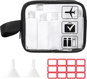 Diboniur Transparent Toiletry Bag - 10 Piece Airplane Travel Set, 6 Travel Bottles 100ml