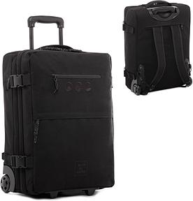SONS OF ALOHA Backpacker Rucksack mit Rollen 3 in 1 - Handgepäck Koffer Kane Hybrid Backpack-Boardgepäck mit Rollen, 55 x 40 x 20 cm - wasserabweisend recyceltes PET, schwarz