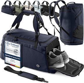 Sporttasche Herren Trainingstasche Damen mit Schuhfach Nassfach, 40/60L mit Rucksack-Funktion Reisetasche Weekender Bag