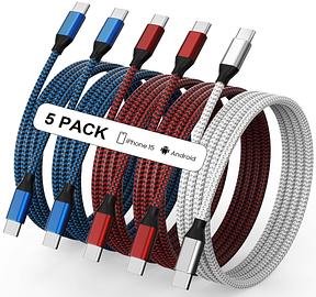 USB C to USB C Cable Nylon Braided 60W 3/3/6/6/10 FT USB Type C Fast Charging Cable for iPhone 17/17 Pro Max/Air/16/16 Plus/16 Pro Max/15/15 Plus/15 Pro Max, MacBook, iPad, Samsung S25/S24/23 | USB Type C for iPhone 17/17 Pro Max/Air/16/16 Plus/16 Pr