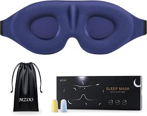 MZOO Luxury Sleep Mask for Women Men Patented Light Blocking Design | Zero Eye Pressure, 3D Contoured Sleeping Mask for Side Sleeper, Breathable, Adjustable, for Travel, Blue