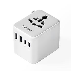 TESSAN Reiseadapter Weltweit mit 2 USB-A und 2 USB-C, Grau