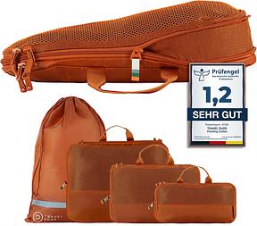 TRAVEL DUDE Packwürfel Set mit Kompression aus recycelten Plastikflaschen, 4-teilig