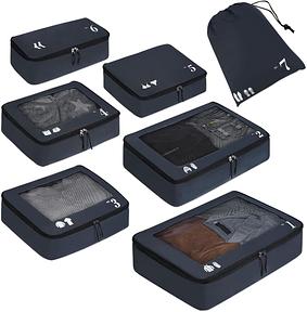 ECOHUB Koffer Organizer Packing Cubes 7-Teiliges Set Packwürfel Pet-Recycelte Packtaschen für Kofferorganizer Rucksack