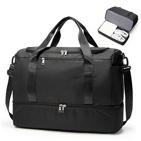 SEAFEW Reisetasche 32L, 45x36x20 Easyjet Handgepäck Tasche für Flugzeug Weekender Sporttasche Damen Wasserdicht Travel Bag Wickeltasche Kliniktasche Geburt Krankenhaustasche mit Schuhfach,A02-Schwarz