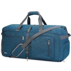 WANDF Reisetasche mit Schuhfach Faltbare Weekender-Reisetasche Handgepäck für Männer Frauen (Blau,65L)