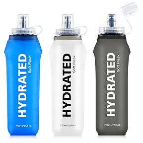 SLUXKE Foldable Water Bottle, 3 Pack, Collapsible Water Bottle, TPU Soft Flask, 750 ml, Portable Sports Water Bottle, BPA-Free, for Hiking, Jogging, Camping, Fitness, Cycling, Climbing