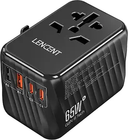 LENCENT 65W Universal Reiseadapter mit USB-C Power Delivery