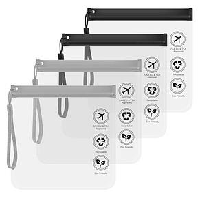 Toptime Kulturbeutel Transparent, 4 Stück Wasserdicht Auslaufsichere Kulturtasche mit Griff 20x20cm, 1 Liter