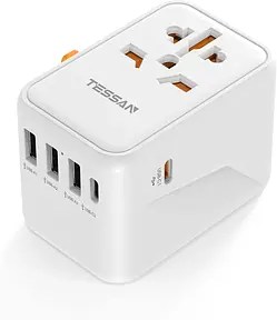 TESSAN Universal Reiseadapter mit USB-C und USB-A, Weltweiter Steckdosenadapter