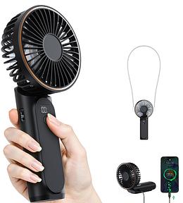 Handheld Fan, Portable Mini Fan with 4000mAh, Handheld Fan with LED Display, 180° Adjustable Rechargeable Fan, 6 Speeds, Portable Fan Also as Power Bank