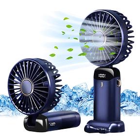 Jsdoin Handheld Fan, Portable Mini Fan, Rechargeable, Small Pocket Fan with 5 Speed Levels, Foldable USB Fan for Office, Outdoor (Dark Blue)