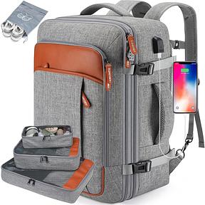 Lumesner Carry-on Backpack, Extra Large 40L Flight Approved Travel Backpack for Men Women Expandable Large Suitcase Backpack with 4 Packing Cubes