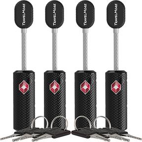 TravelMore TSA Kofferschloss mit Schlüssel, 4er Pack