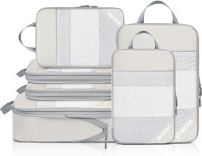 6er Set Kompressions-Packwürfel, durchsichtig, platzsparend, Gepäck-Organizer