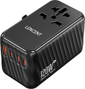 LENCENT 120W GaN3 Universal Reiseadapter mit 3x USB-C PD und USB-A