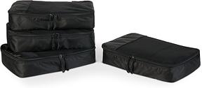 Amazon Essentials 4-teiliges Packwürfel-Reisezubehörset, Gepäckorganizer mit Doppelreißverschluss, Netzoberseite, 100% Polyester, mittelgroß, schwarz