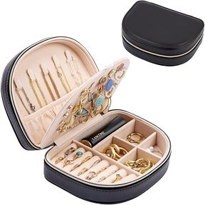 ProCase Reise Schmuckkästchen, Kleine Schmuckschatulle PU-Leder Aufbewahrungsbox für Ringe, Ohrringe, Halsketten