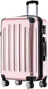 BEIBYE Hartschalen Koffer Trolley Rollkoffer Reisekoffer 4 Zwillingsrollen Polycabonat (Rosa Gold, Handgepäck 55cm-40L)