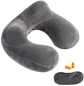 TALLGO Aufblasbares Reise-Nackenkissen - 100% weiches Velours