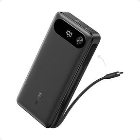 Anker Powerbank, 20.000mAh tragbares Ladegerät mit integriertem USB-C-Kabel, 87W Max Schnellladung, kompatibel mit MacBook, iPhone, Samsung und mehr