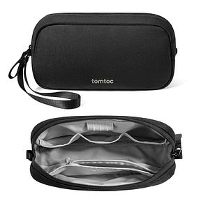 tomtoc Elektronik Organizer Tasche, Wasserresistent EDC Zubehör Kabeltasche, Tragbar Kabelorganizer Tech Pouch Bag für Handy Netzteil, Ladekabel, Ladestecker, Powerbank, Festplatte, Schwarz