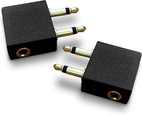 Mobi Lock Vergoldete Flugzeug-Kopfhörer-Adapter (2er-Pack), ermöglicht die Verwendung von Kopfhörern mit allen In-Flight Media Systemen