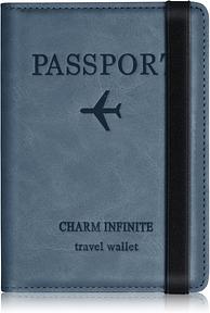 Reisepass Hülle mit RFID-Blocker, Passport Holder für Damen Herren, Reisemappe für Reisedokumente, Ausweistasche Reise Dokumente