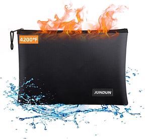 JUNDUN Feuerfeste Dokumententasche (36x26cm), Feuerfeste Geldtasche, Wasserdicht, Für Dokumente, Geld, Passport, Bankdaten und Bargeld