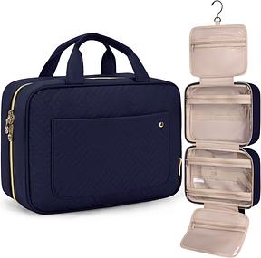BAGSMART Kulturbeutel kulturtasche Damen, Kulturtasche zum Aufhängen, Toiletry Bag Kosmetiktasche Reise Waschtasche Transparent für Makeup,Toilettenartikel(L-Blau)