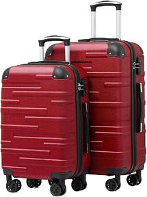 COOLIFE Hartschalen-Koffer Rollkoffer Reisekoffer Vergrößerbares Gepäck (Nur Großer Koffer Erweiterbar) ABS Material mit TSA-Schloss und 4 Rollen