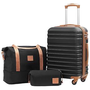 COOLIFE Koffer Trolley Reisekoffer ABS Hartschalen Trolley 4 Rollen TSA-Schloss mit Reisetasche und Kulturbeutel